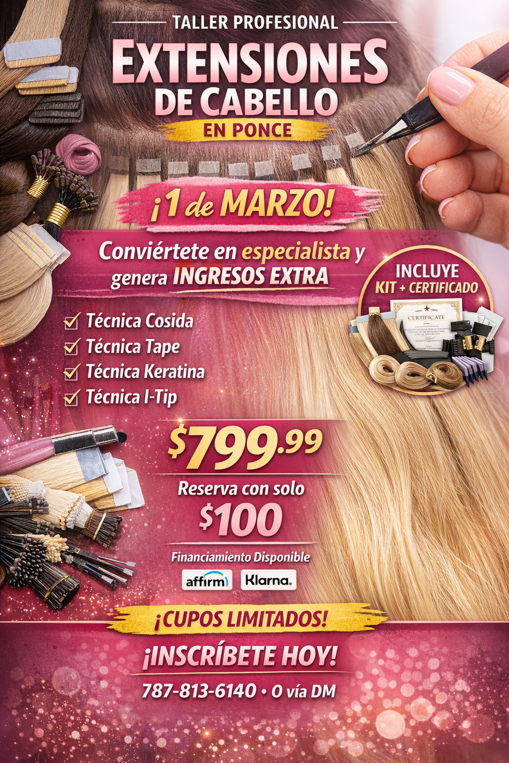 Taller Profesional de Extensiones de Cabello – Ponce |Emily Beauty & Hair Extension| 1 de Marzo 2026